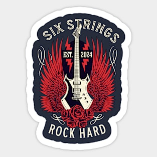 SIX STRINGS ROCK HARD Sticker